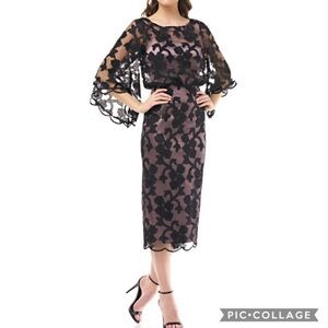 JS Collection Black Embroidered MIDI Dress